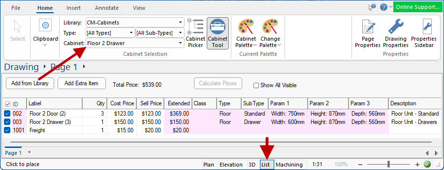 List View CabMasterPro